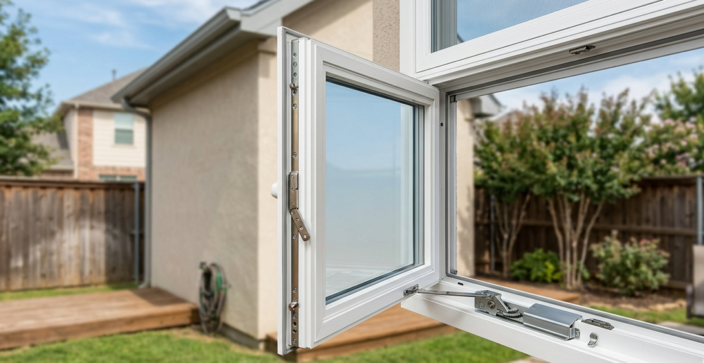 Frisco home with open casement windows