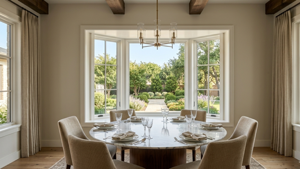 Modern bay windows enhancing Frisco TX home exterior